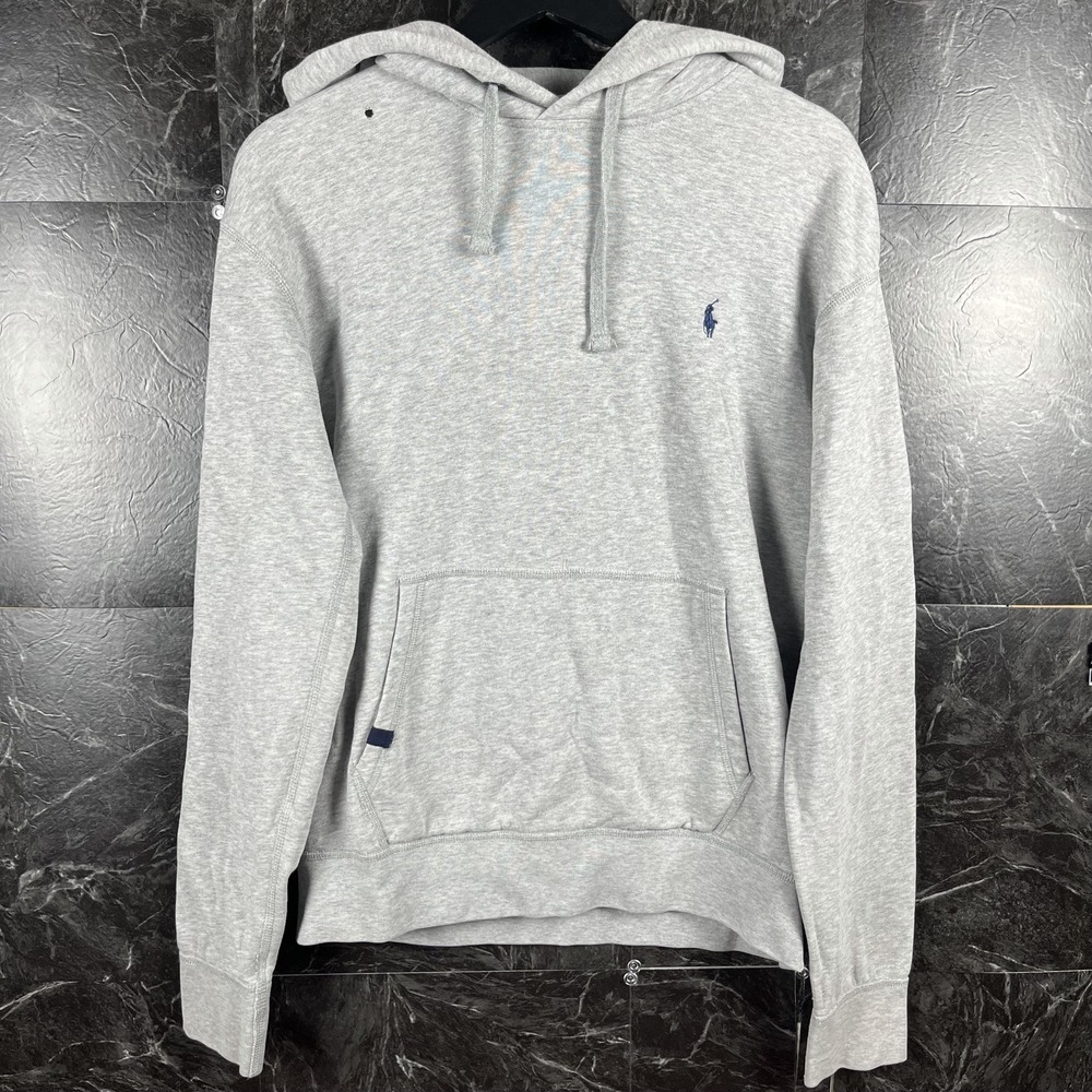 Polo Ralph Lauren Men's Grey Fleece Hoodie Medium -Flaws